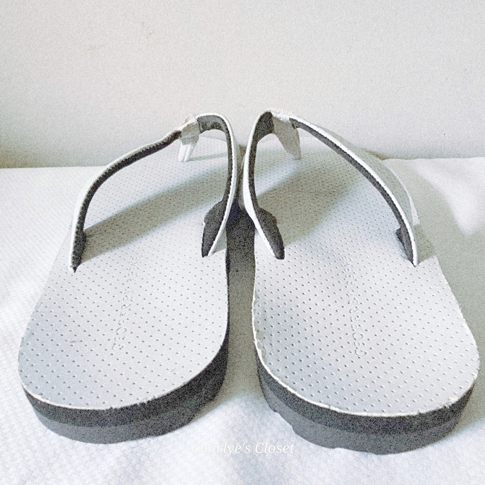 Geoffrey Beene Flip Flop Sandals Mens XL 12-13 White Vegan Beach Casual Lounge - Picture 5 of 11